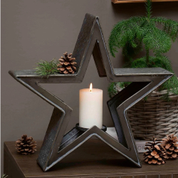 Eline Stjerne Lysestage, Antik sort 48,5cm