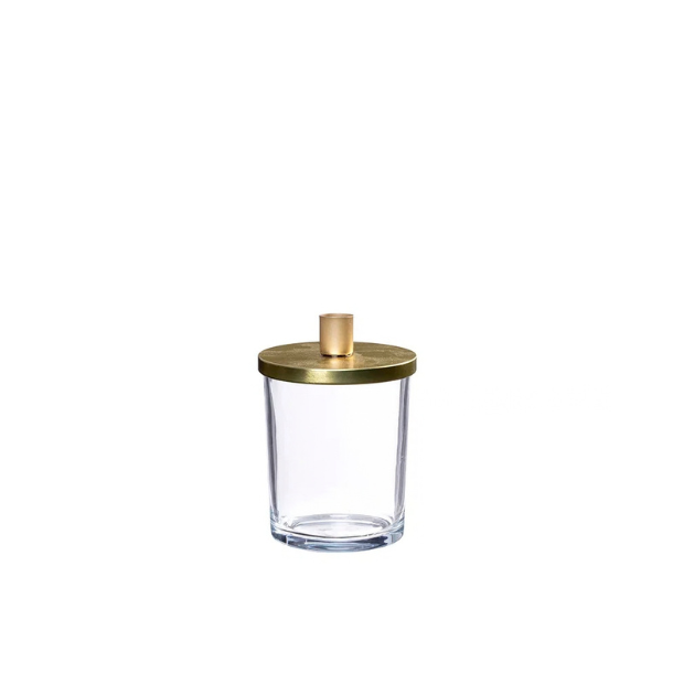 Abel glas lysestage, Guld 15cm