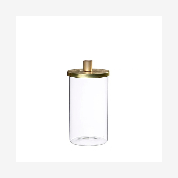 Abel glas lysestage, Guld 21cm