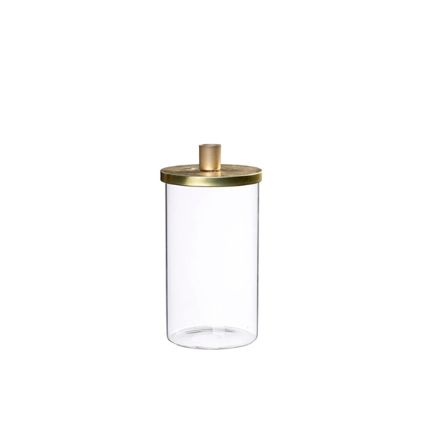 Abel glas lysestage, Guld 21cm